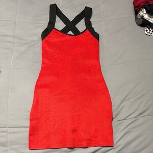 Forever 21 Red and Black Mini Dress “ sexy red cross back “